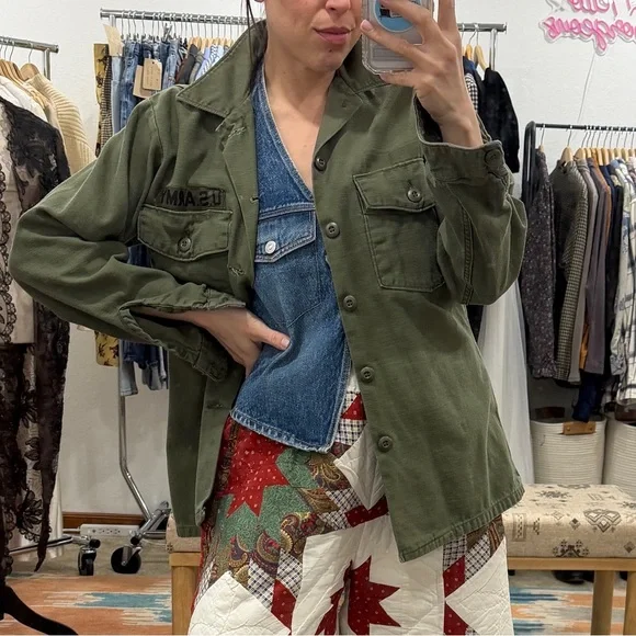Vintage Surplus Military Army Green Button-Up Shirt Jacket - Picture 6 of 6